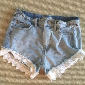Free People Lace Jean Shorts